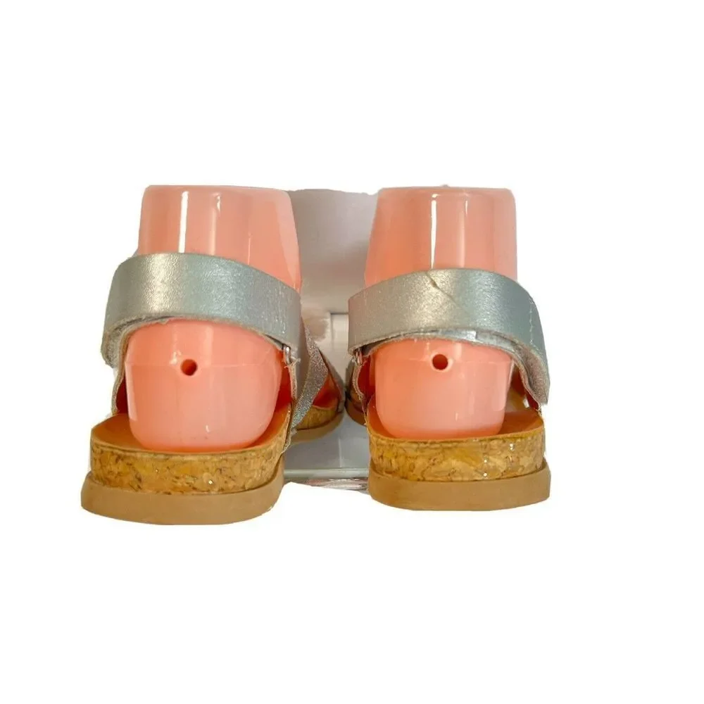 UGG Girls Pink Faux Fur Pom Pom Sandals Size 5 Fonda‎ Glitter Pink Silver